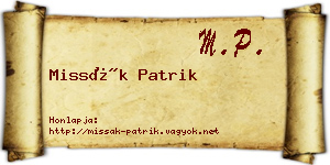Missák Patrik névjegykártya